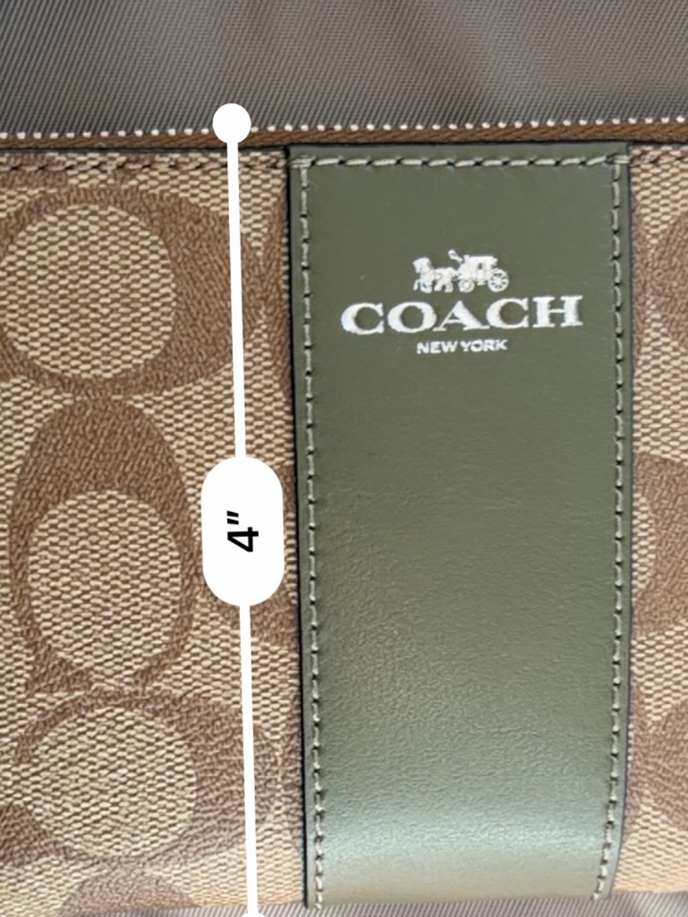 Coach Brown Monogram Wristlet with Olive Accent - Picture 6 of 6
